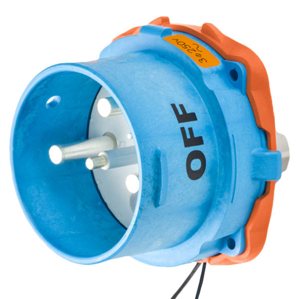 63-98073-262 - DSN150 INLET POLY BLUE SIZE 5 TYPE 4X IP 69 3P+G 150A 250 VAC 60 Hz +2 AUX